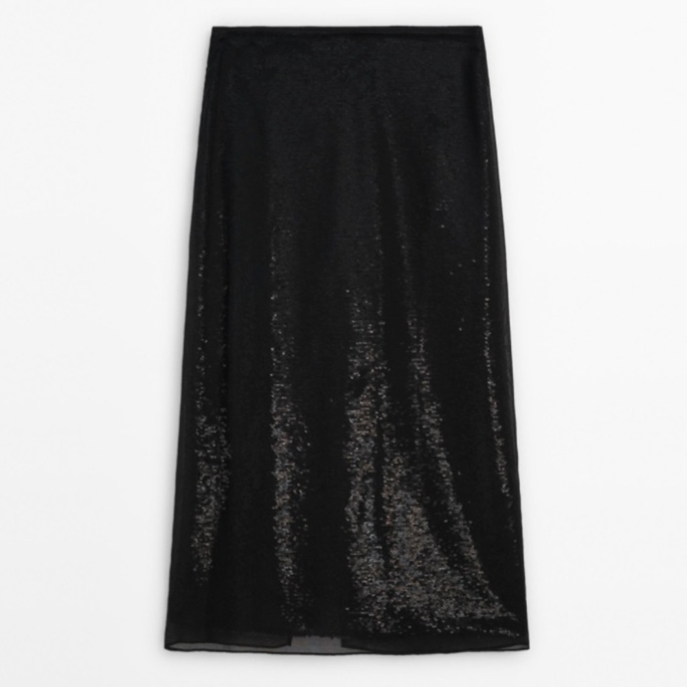 Massimo Dutti Stunning Sequin Skirt with Overlay